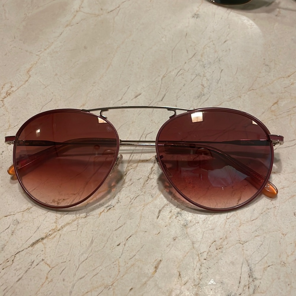 Garrett Leight Innes 55 merlot pearl and copper layered mirror sunglasses